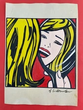 Roy Lichtenstein (Handmade) Drawing On Old Paper signed and stamped