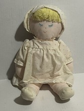 Eden Toys Plush Vintage Cloth Baby Doll Lace Bonnet Blonde Pink Dress Roses 14  