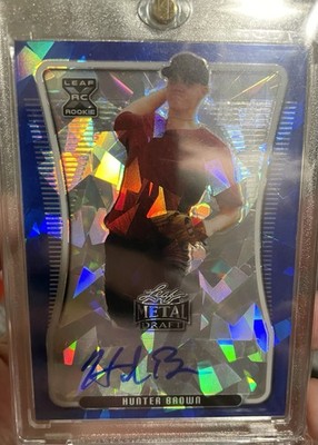 2020 LEAF METAL BLUE CRACKED ICE CRYSTALS HUNTER BROWN AUTO RC ASTROS ACE /15