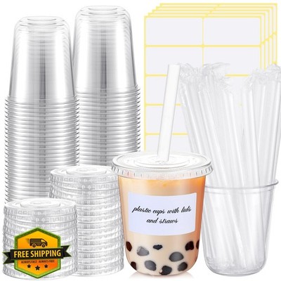 Ziliny Cups Lids Straws 14oz (25 Sets)