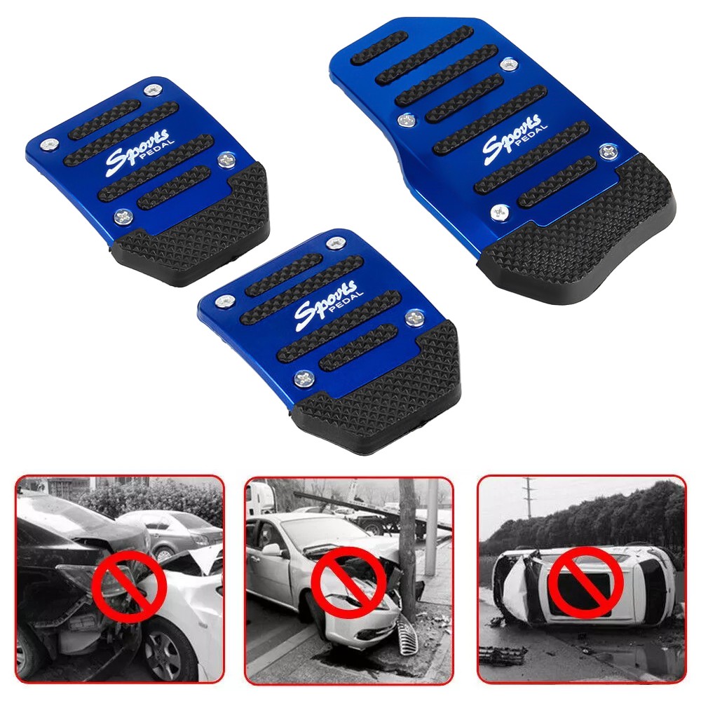 3 PCS Blue Car Universal Non-Slip Manual Transmission Brake Foot Pedal Pad Cover