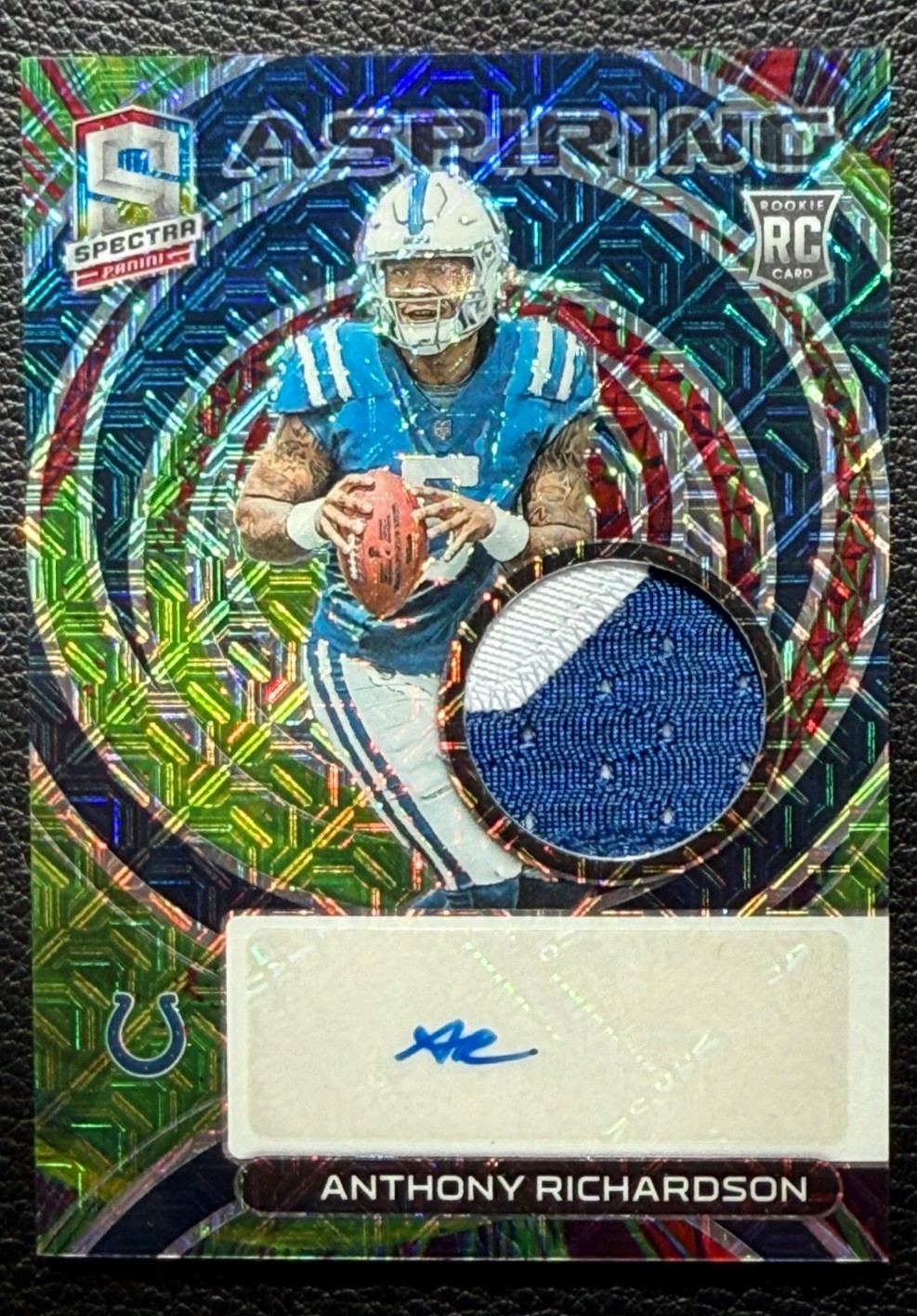 Anthony Richardson Panini Spectra Aspiring Patch Autographs #APAARI Neon Black Light