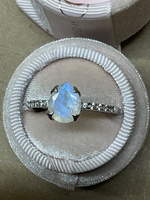 Mondzauber Mondstein Ring Gr. 11 NEU 925 Sterling Silber Birnenschliff mit Box