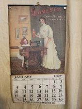 1897 Calendar Domestic Sewing Machine Co. 20 × 11"  Vintage Advertising 2027 