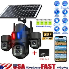 Solar Battery Powered Wireless WiFi Security Camera System Pan/Tilt Home Outdoor