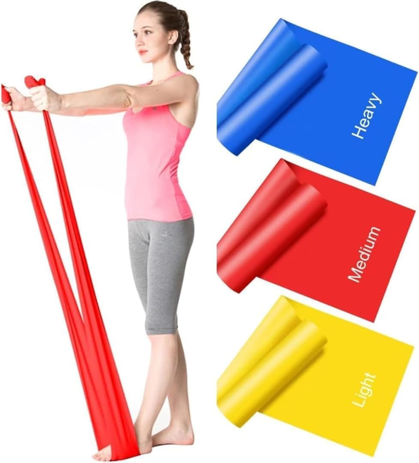 Resistance Bands Set of 3 1.5m Skin-Friendly Exercise Bands 3 Levels Yoga Gym