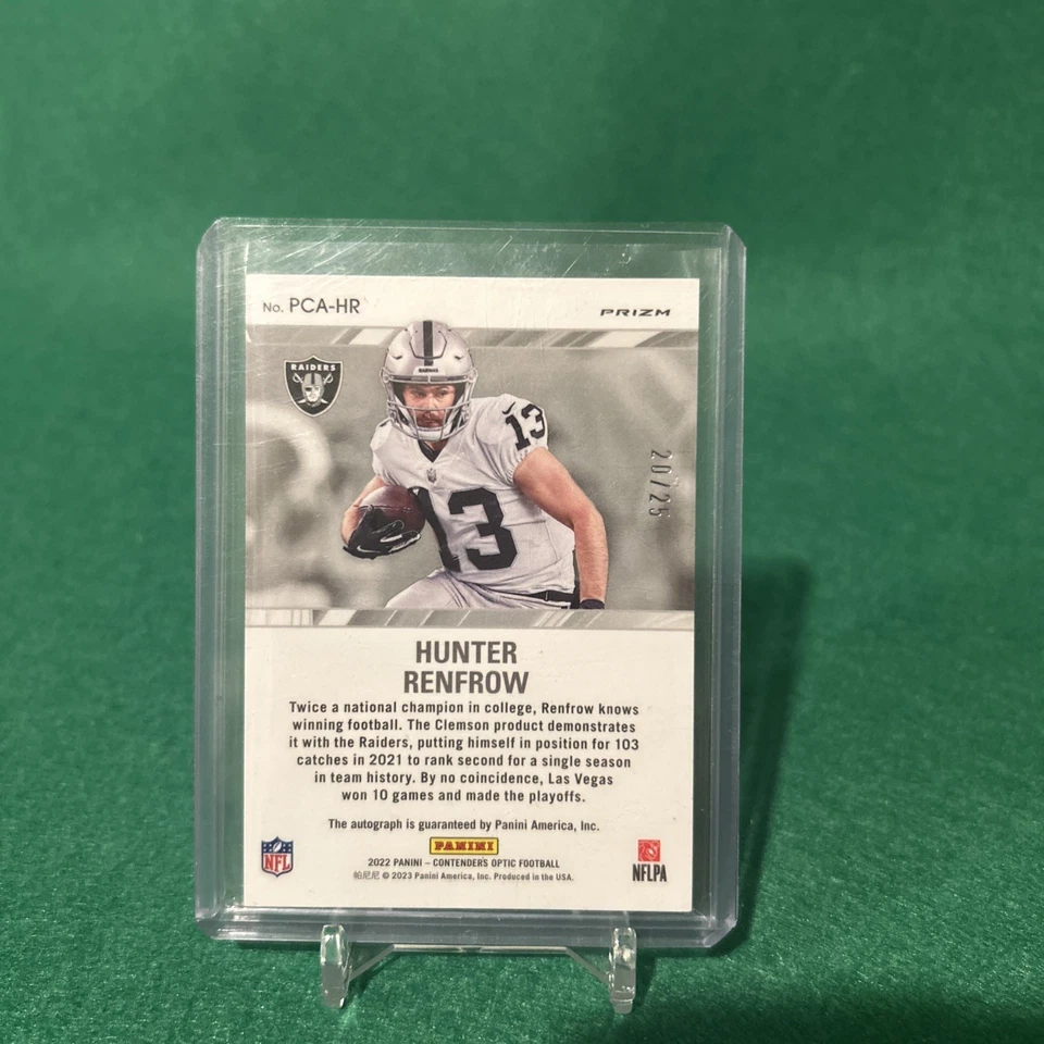 2022 Panini Contenders Optic- Hunter renfrow green pulsar  autograph /25 - Image 2 of 4