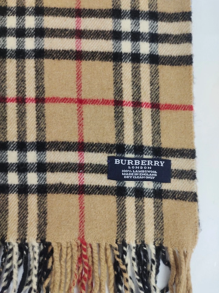 Burberry genuine vintage nova check Camel 100% Lambswool winter Scarf Scarves - Image 4 of 4