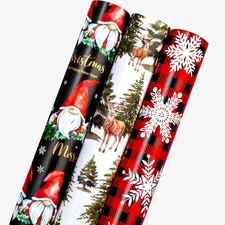 Festive Christmas Wrapping Paper - 17Inch X 10Feet per Roll - Fairy Forest Deer