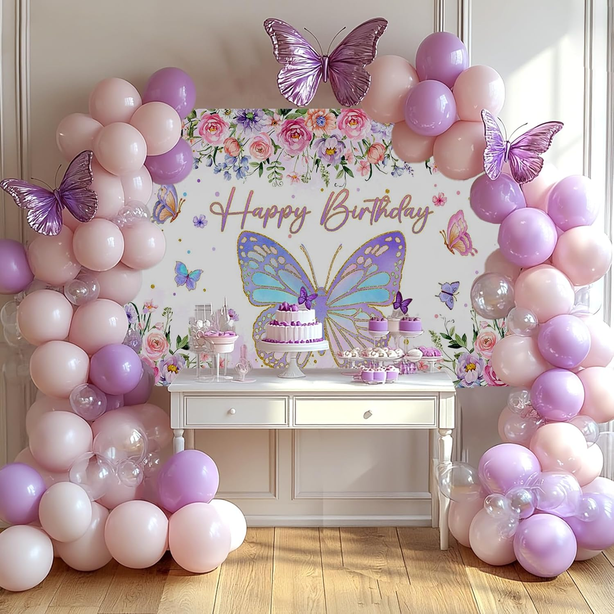 2nd Birthday Decorations For Girls - Pink Purple Balloons