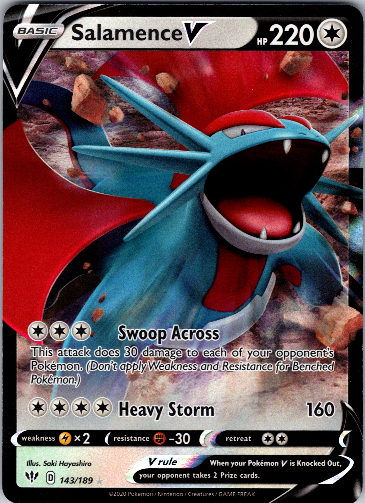 Salamence V 143/189 SWSH03: Darkness Ablaze Ultra Rare - NM