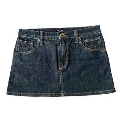 Vintage Dolce Gabbana 2000s D&G sequin large logo denim mini skirt