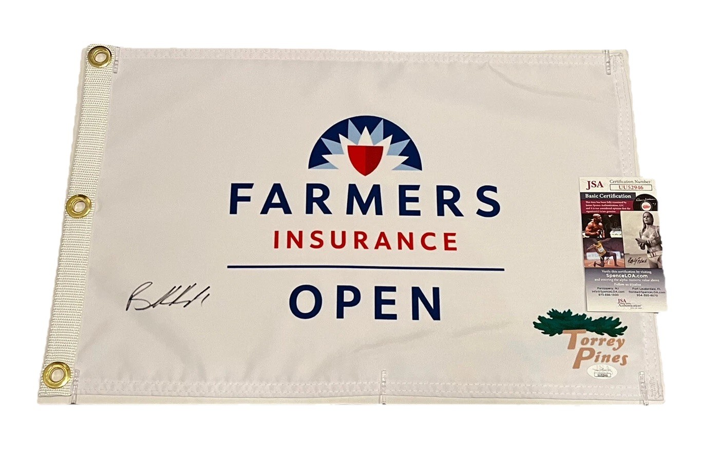 Brooks Koepka Autographed Signed 2026 Farmers Insurance Open Golf Flag JSA AUTO PGA Return 