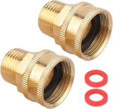 2 Pack Garden Hose Adapter 1/2" NPT to 3/4" GHT Connector with Dual Swivel