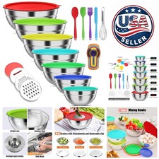 Complete Kitchen Mixing Bowl Set – 7 Durable Bowls with Lids & Graters Included