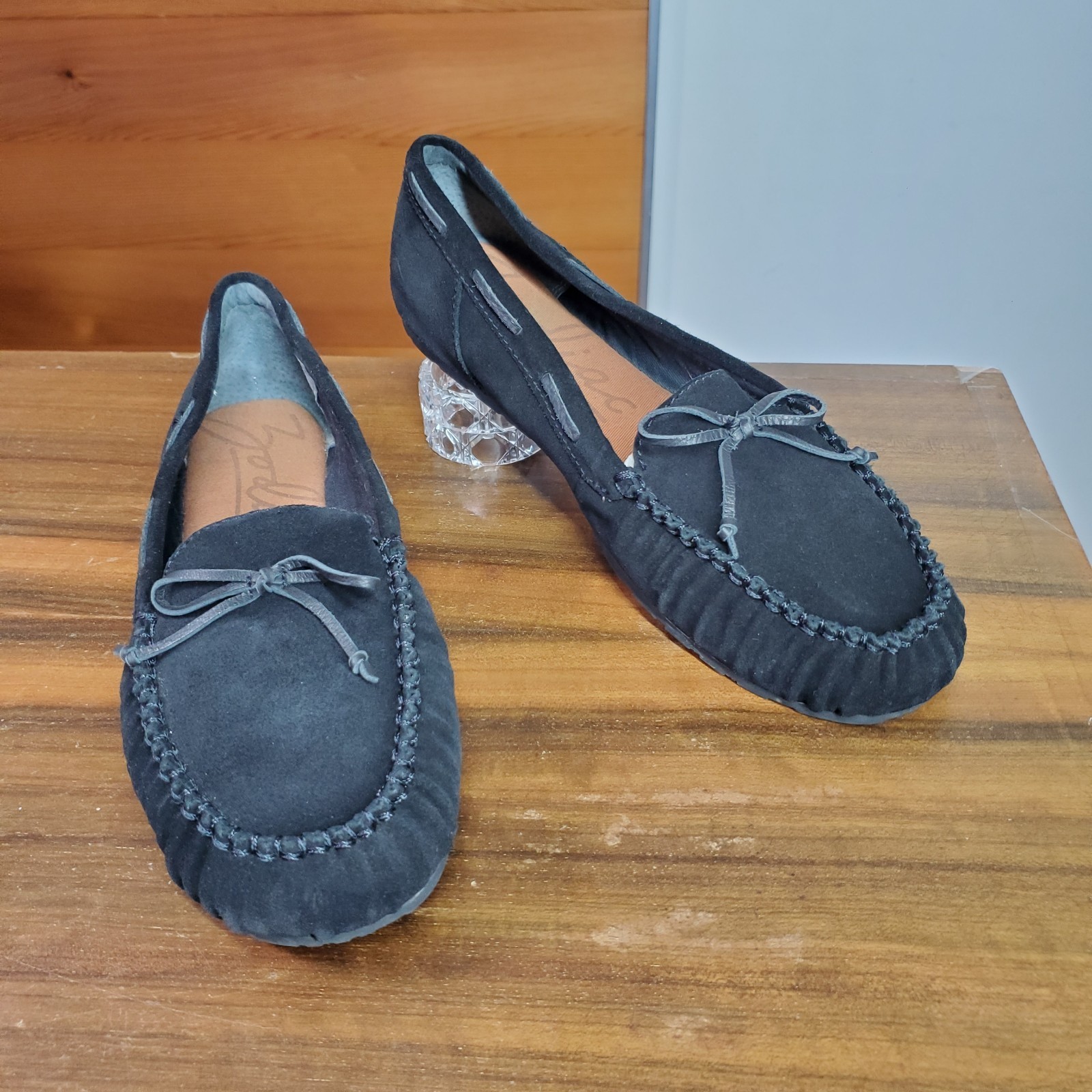 SAOLA Zodiac taglia 9 5 mocassini slippees nero pelle scamosciata suola gomma scarpe comode