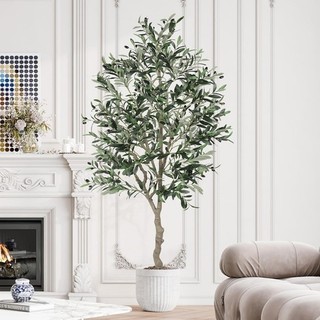 6FT Artificial Olive Tree Faux Olive Silk Tree Indoor Office Decor Style1 PCS