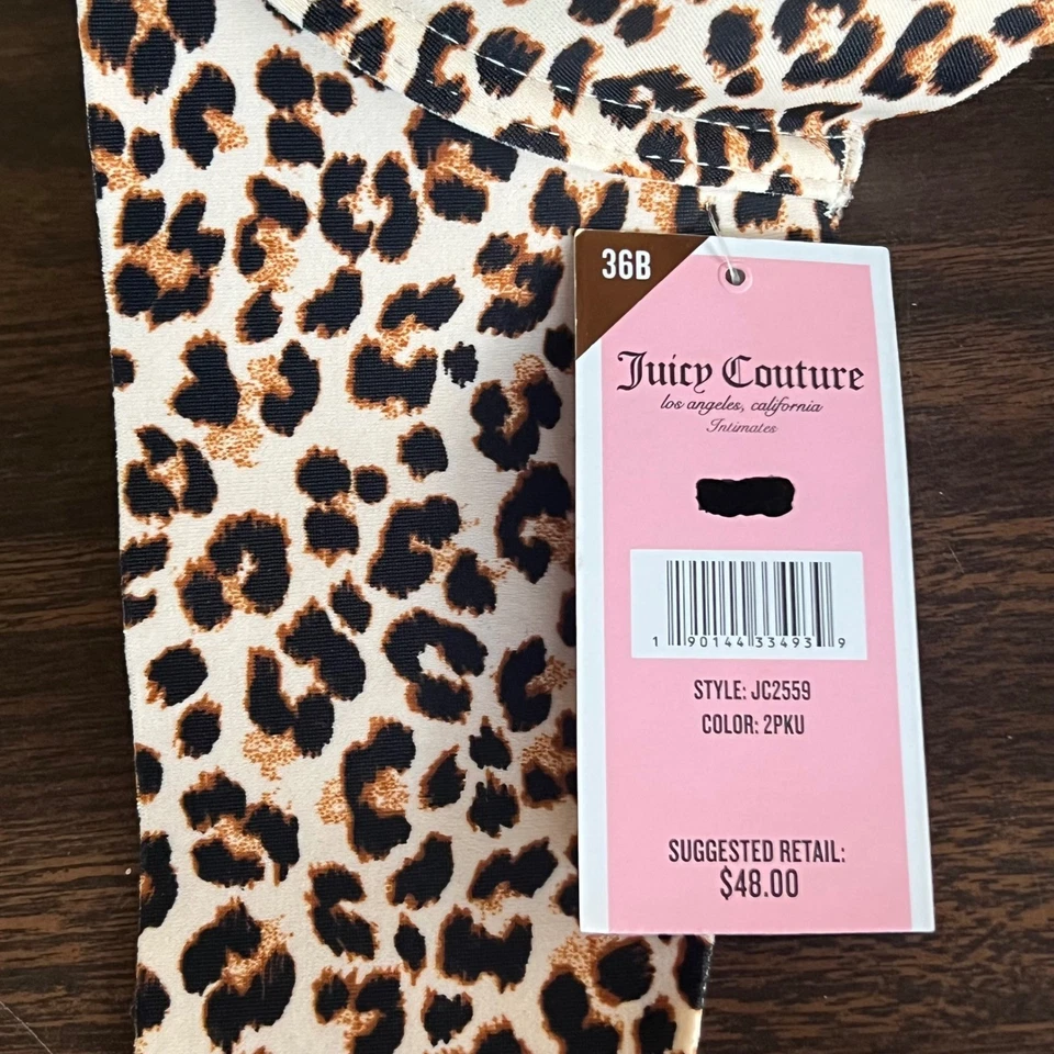 Sutiã suculento de alta costura leopardo push up sexy prata logotipo alças tamanho 36B - Imagem 4 de 4