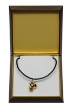 Bull Terrier type 2 - gold plated necklace with dog, in box, Art Dog USA