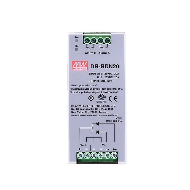Module redondance rail DIN MEAN WELL DR-RDN20 alimentation industrielle 20A