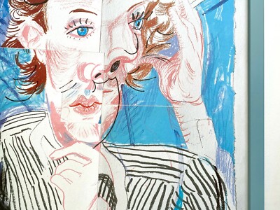 DAVID HOCKNEY RARE 1985 POP ART LITHO PRINT FRAMED PARIS VOGUE