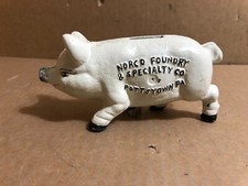 Antiguo hierro fundido Norco Foundry Pottstown P.A. Banco de monedas de cerdo