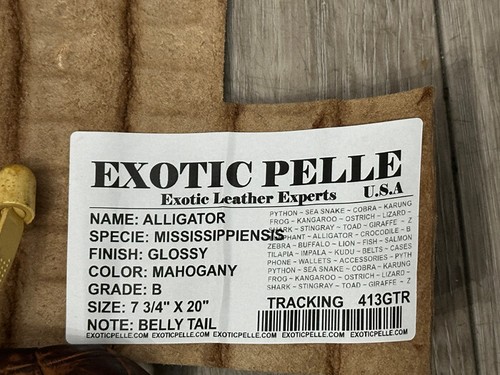 Mahogany Genuine Alligator Tail Hide Leather Skin Piece Scrap Gator Croc Belly 3 - Picture 6 of 6