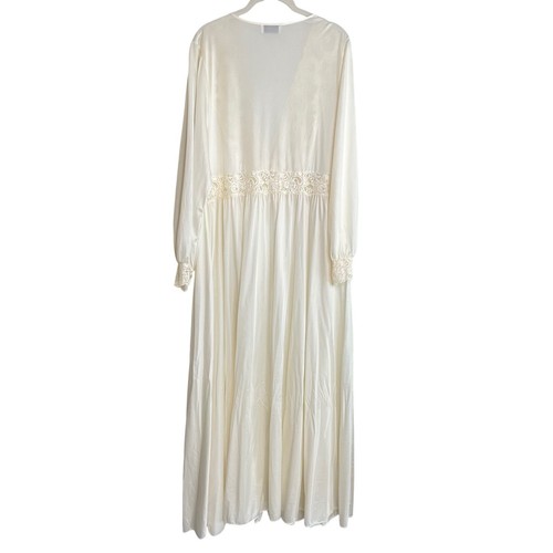 Vintage Shadowline Womens Sheer Chiffon Peignoir Large Ivory Long Sleeve flawed - Picture 4 of 7
