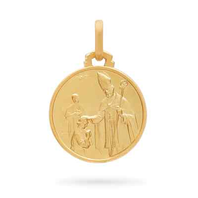Yellow Gold Baptism Confirmation Medal  18k Pendant  Papal Blessing Medallion