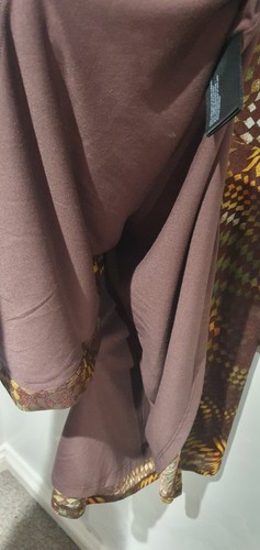 Pretty Womens Sandwich Shirt Waister Button Brown Dress Abstract Print Size 14 - Picture 8 of 9