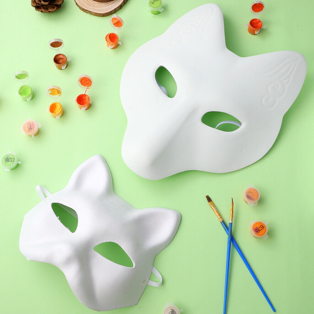 5 Pcs therian mask white fox mask DIY paper masks Cat mardi gras