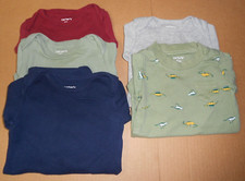 Lot of 5 CARTER'S Longsleeve Shirt Bodysuits Boys 12M Solid  Dinos