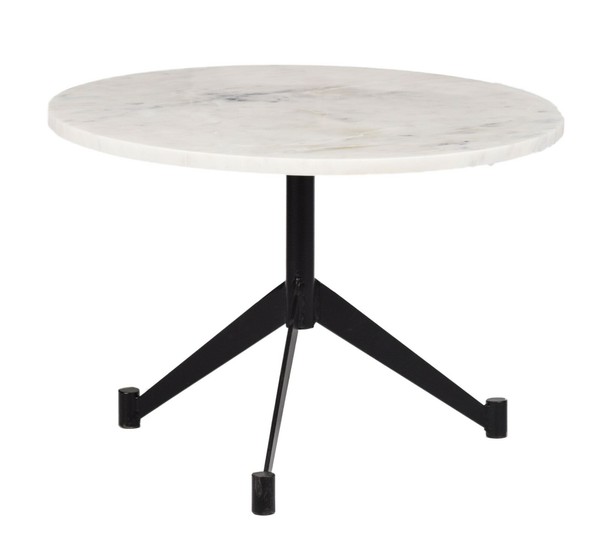 Couchtisch Yara Beistelltisch Rund Marmor Stahl Schwarz Weiß Sofatisch 55 X 38-image