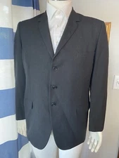 Vintage 1950s CURLEE Black Silk Blend  mens blazer jacket 44” Chest