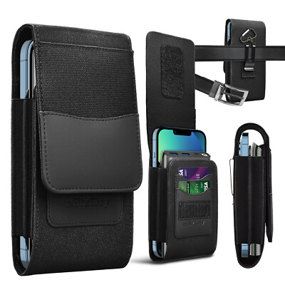 Dual Vertical phone Holster Belt Clip Case Pouch Card Slots For iPhone  Samsung