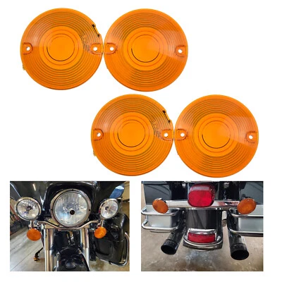 4 Pièce Ambre Plat Clignotant Lentille Couvrir Pour Harley Electra Glide 86-2021 - Photo 1/4