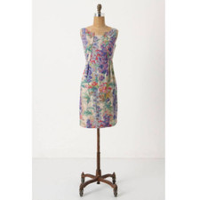 6 EUC Anthropologie Edme & Esyllte Linen "Hyacinth Afternoon Shift Dress"  