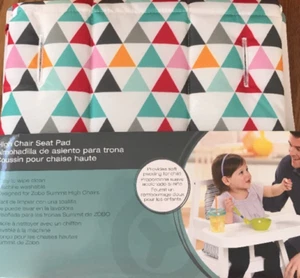 Zobo High Chair Seat Pad White Multi Summit High Chairs Triangles New Ships N 24