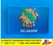 OKLAHOMA STATE FLAG EMBROIDERED PATCH IRON-ON OR SEW-ON HI-QUALITY (3 x 2”)