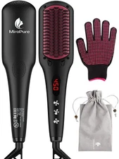 Enhanced Hair Straightener Brush by MiroPure 2-in-1 Ionic Straightening Brush