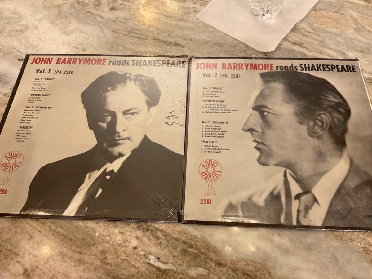 JOHN BARRYMORE Reads Shakespear vol. 1, 2 2 LPS LPA 2280