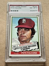 1976 Topps #524T Pete Falcone - Cardinals - Traded - PSA 8
