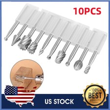10Pcs Tungsten Carbide Rotary Burr Set Grinder Bit 1/8" Shank Dremel Rotary Set