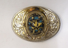 Southwestern Belt Buckle - Gold Flakes  Turquoise