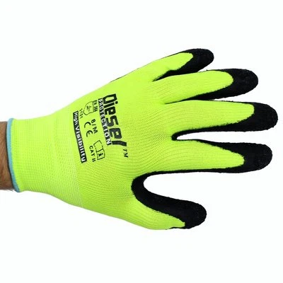 12 Pair Diesel Green Safety Gloves Latex Coated Grip Dirt Resistant Color
