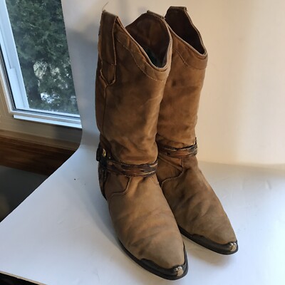 MAINE WOODS EAGLE ACCENT WESTERN COWGIRL LEATHER BOOTS SIZE 5.5 VINTAGE