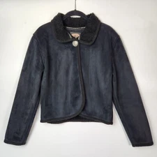 Country Clothing Co Jacket Womens M Black Suede Shearling Style Western Concho