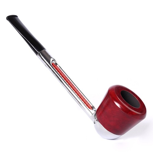 Pipa de tabaco de metal de aluminio con vástago recto pipa para fumar brezo cuenco de madera - Imagen 1 de 9
