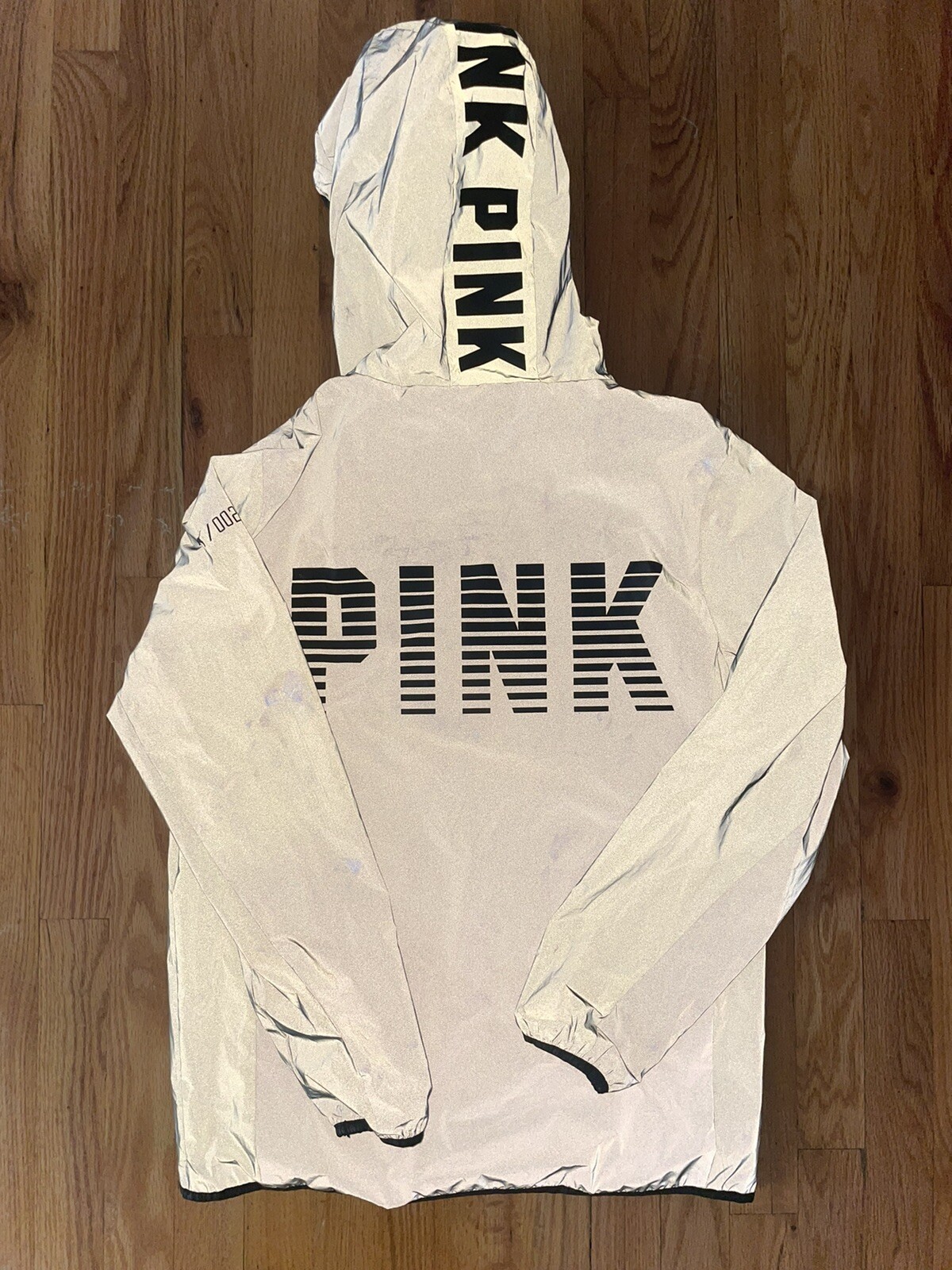 RARE Victoria's Secret PINK Reflective Rain Jacket + Bag/BACKPACK XS/S image 2