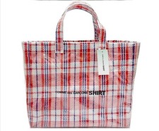 New Rei Kawakubo Women Cdg Comme Des Garcons Shirt Pvc Tote Bag Striped Weaving